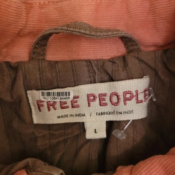 Free People Harley Utility Relaxed Slouchy Oversized Denim Bomber Jacket size L - Picture 7 of 9